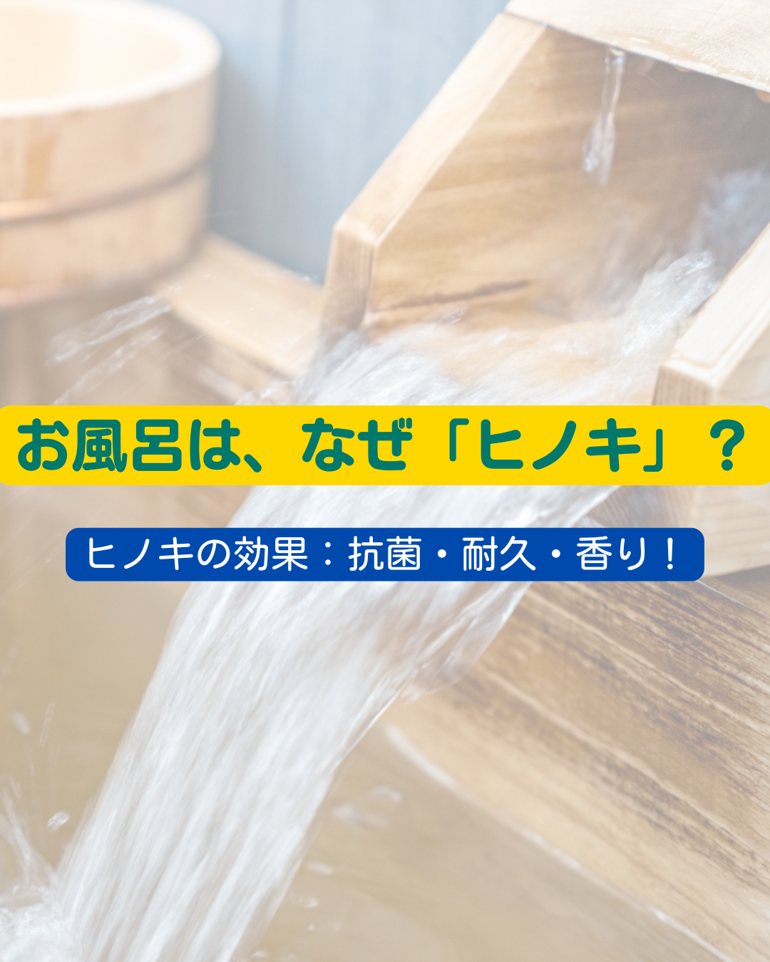 お風呂は、なぜ「ヒノキ」？　ヒノキの効果：抗菌・耐久・香り！
