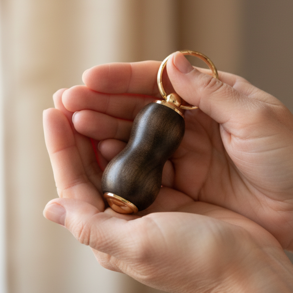 ペットとふたたび歩むための遺骨カプセル │ ひょうたん型のお守り・銘木黒柿・職人の手仕事　