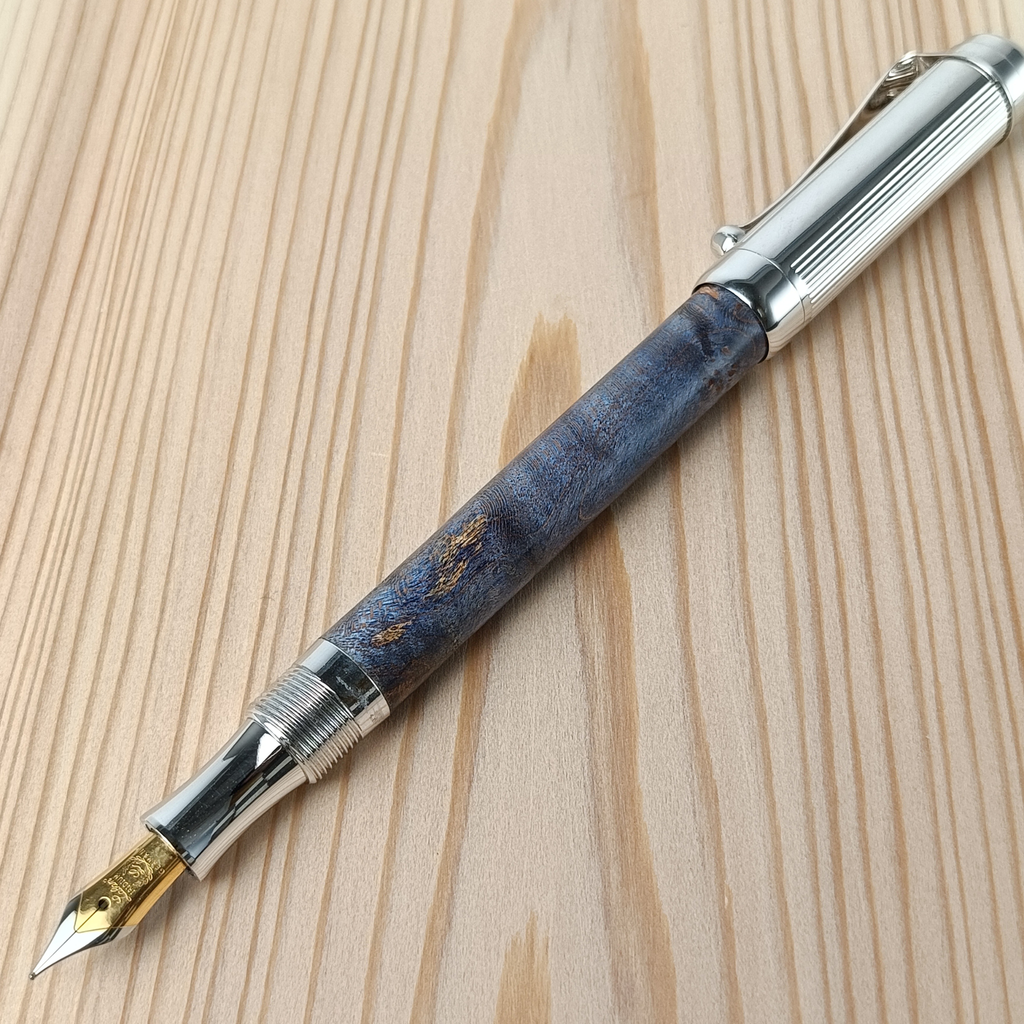スタビライズドウッド スリム万年筆 ブルー