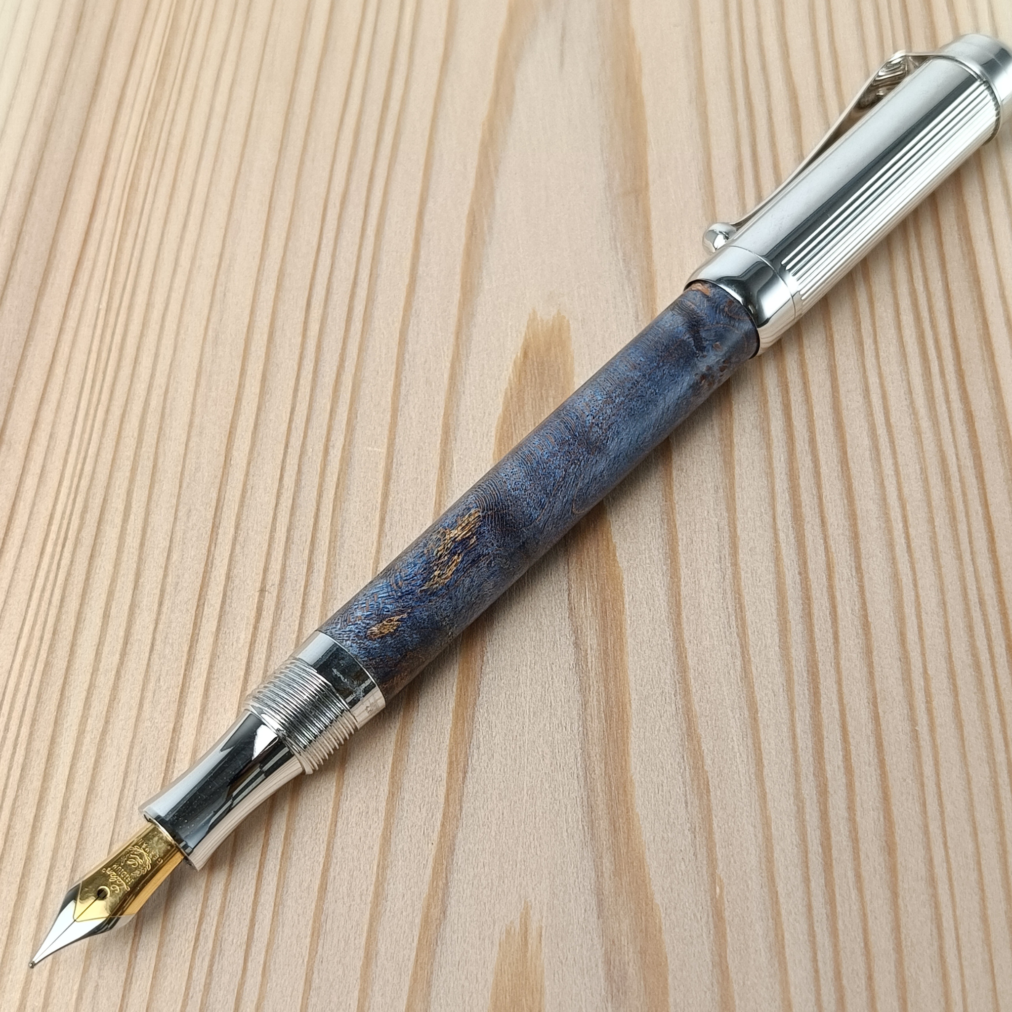 スタビライズドウッド スリム万年筆 ブルー